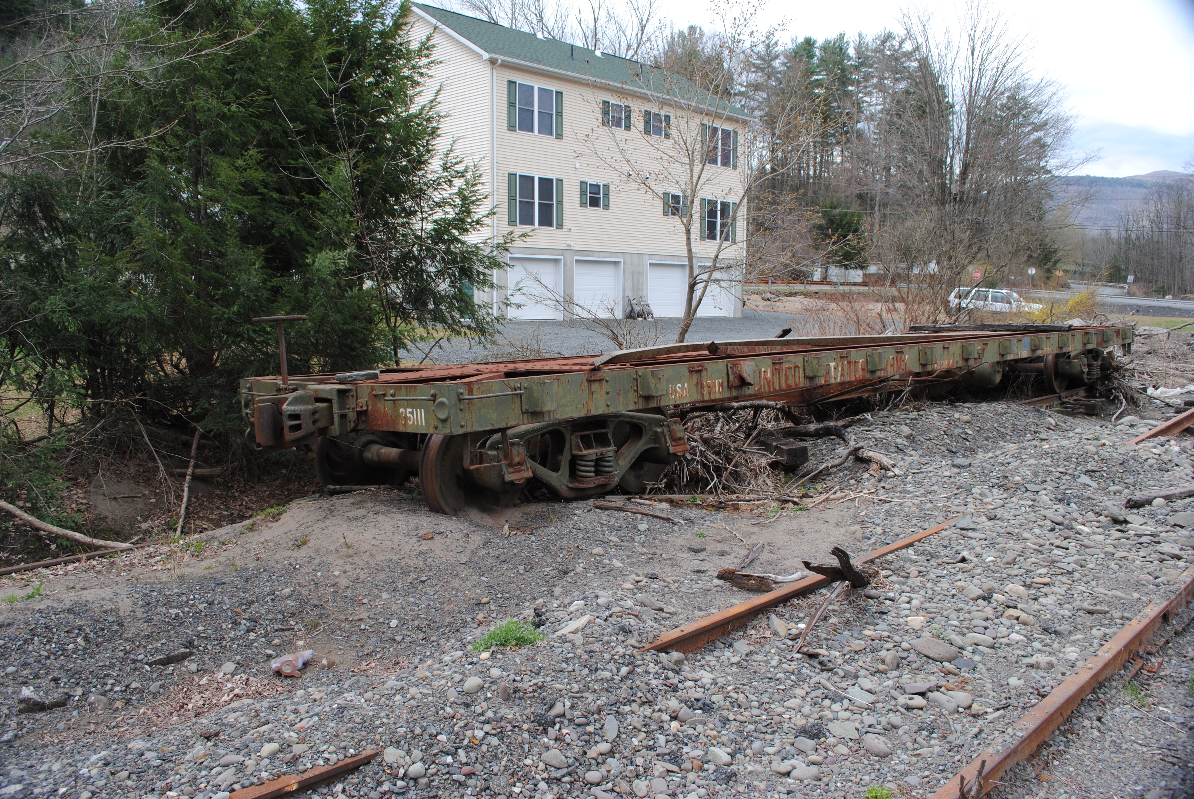 Ex- US Army Flat Car in the Flood Zone